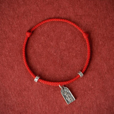 Sterling Silver Good Luck Koi Academic Progress Red Rope Braided Bracelet