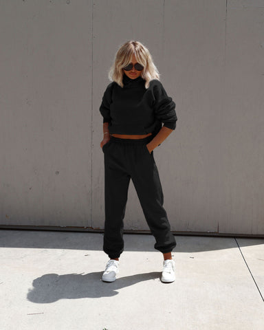 Herbst-Winter-Set mit Kapuzenpullover und Hose mit Knöchelbindung für Damen 