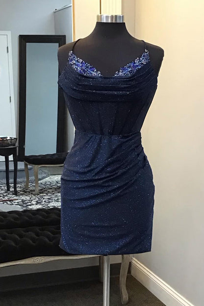 Stylish Bodycon Spaghetti Straps Red Corset Homecoming Dress with Beading