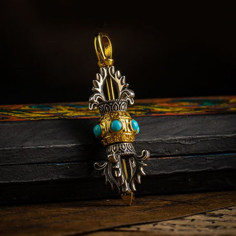 Sterling Silver Vajra Pestle Health Pendant Necklace