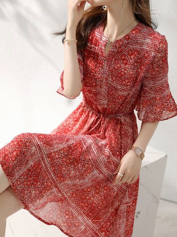 Zoe Retro Cool Floral Printed Dress