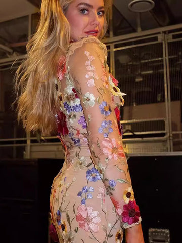 Applique Party Dress Jewel Neck Long Sleeves Party Prom Maxi Dresses