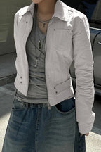 Zip Up Solid Color Utility Jacket