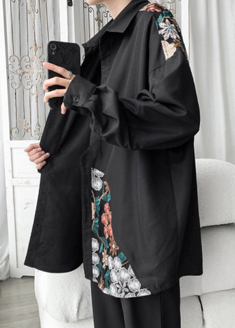 Abrigos neutros de algodón con botones negros, cuello Peter Pan y manga larga 