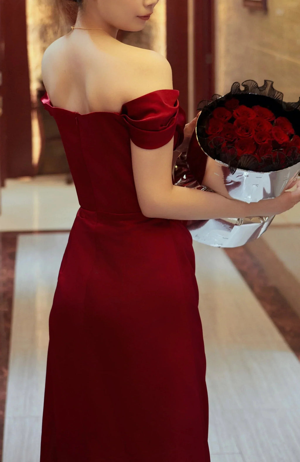 Schulterfreies, schlichtes A-Linien-Abendkleid mit langem Korsett, Ballkleid, formelles Abendkleid 