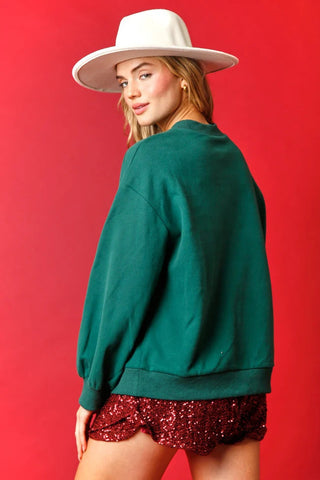 Autumn Winter Women Clothing Crew Neck Casual Loose Christmas Sequined Sweater for Women