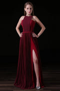 Pleat Draped Side Slit Off Shoulder Zipper Bridesmaid Dresses