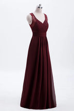 Chiffon A-line Pleated Long Bridesmaid Dress