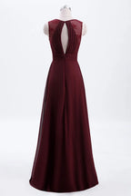 Chiffon A-line Pleated Long Bridesmaid Dress