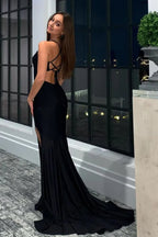 Mermaid Halter Long Prom Dress with Slit