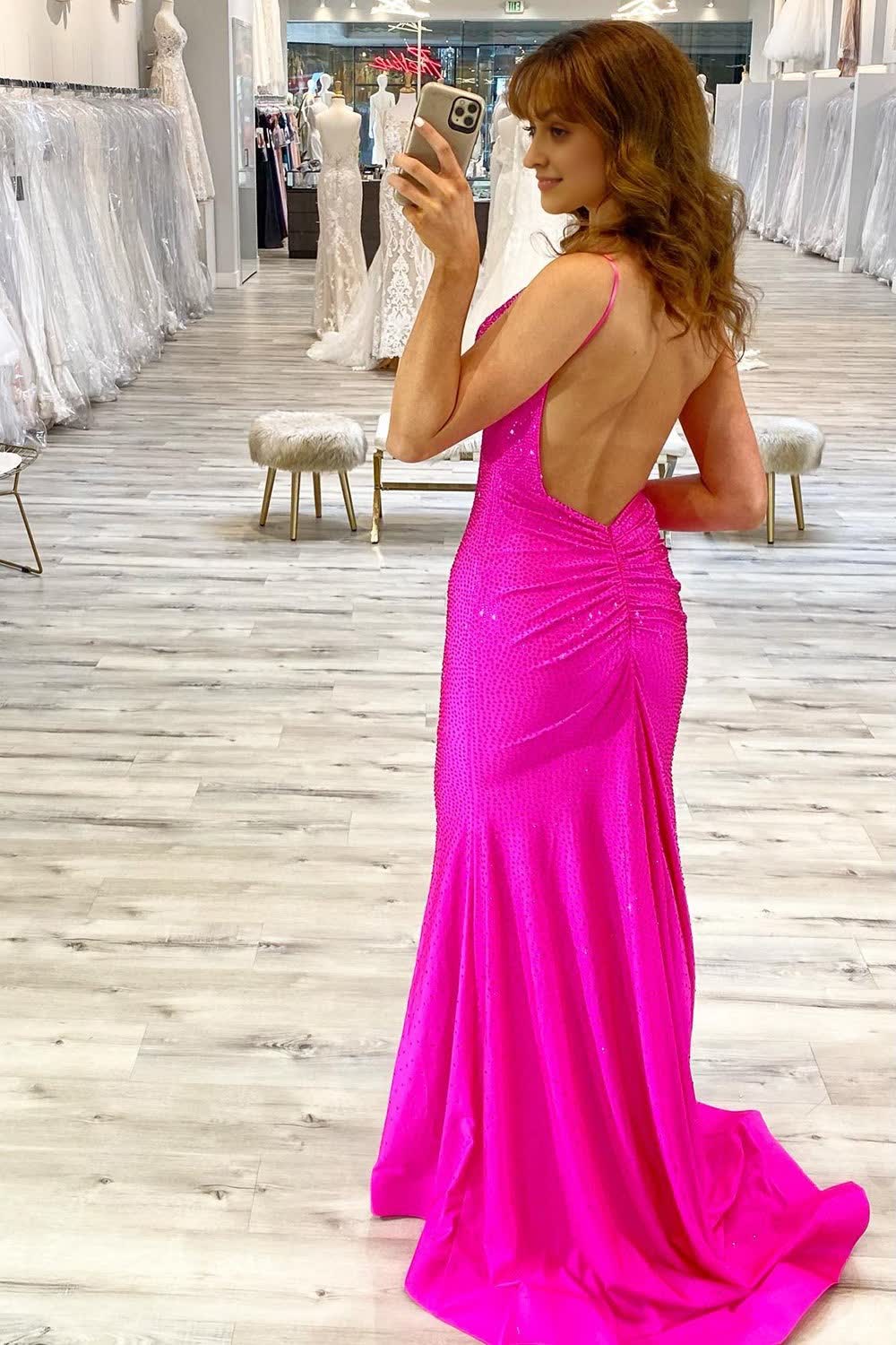 Sparkly  Mermaid Sequins Long Prom Dress with Slit