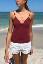 Ruffled Polka Dot Casual Cami Top