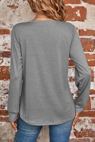 Tops casuales de cuello cuadrado con pliegues sólidos 