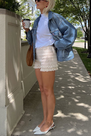 Meridress Vintage-Jeansjacke mit Knopfleiste und Taschen