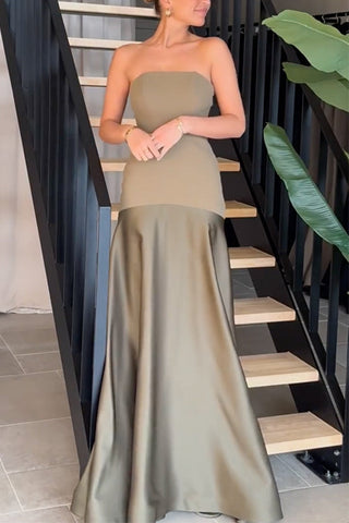 Meridress Strapless Patchwork Flare Gown Maxi Party Dress (5 Colors Available!)