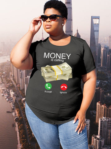 Women's Printed Black T-Shirt: Stylish Short-Sleeved Fashion for Her