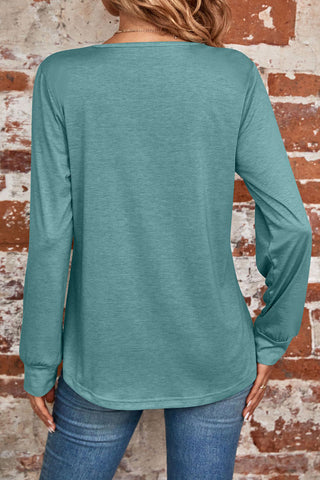 Tops casuales de cuello cuadrado con pliegues sólidos 