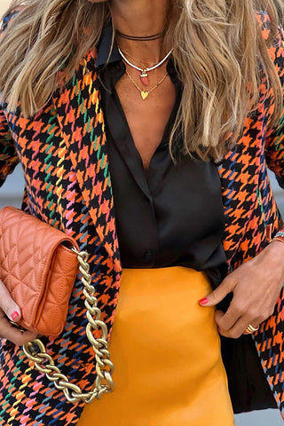 Blazer de pata de gallo colorido del club de lectura 