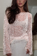 Sequin Knit Loose Long Sleeve Sweater