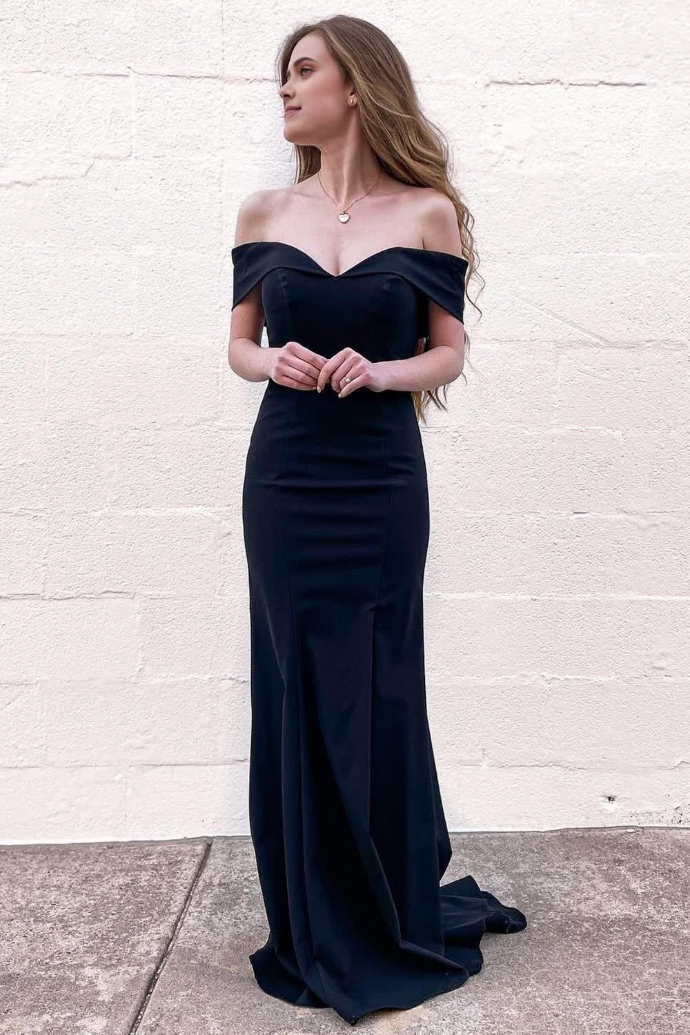 Mermaid Off the Shoulder  Long Prom Dress with Train