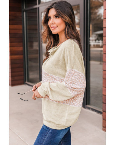 Sweater Women Long Sleeve Autumn Leopard Splicing Street Pullover Sweater Women