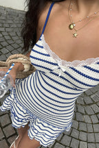 Striped Color Block Cami Hot Girl Mini Dress