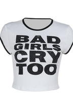 Letter Print Color Block Trim T-Shirt
