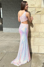 Sparkly Sequins Long Prom Dress with Lace