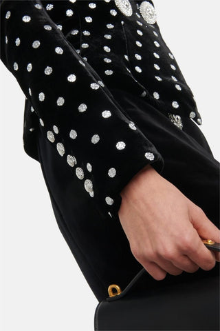 Velvet Silver Foil Stamping Polka Dot Blazer