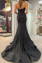 Sweetheart Satin Mermaid Long Prom Dress