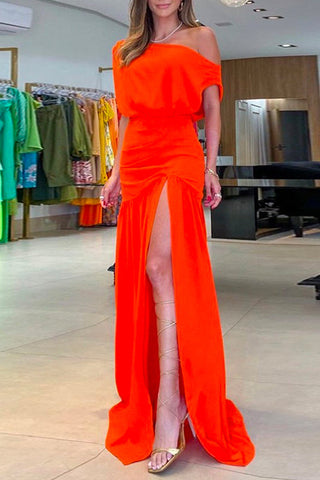 Meridress – Maxi-Partykleid mit kalter Schulter und hohem Schlitz