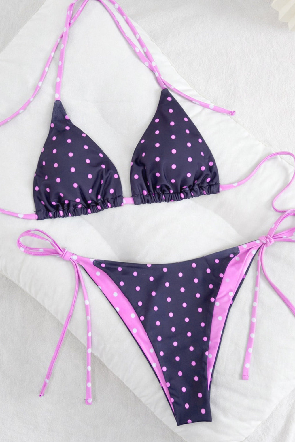 Vintage Polka Dot Tie Sexy Bikini Set