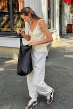 Chic V Neck Lace Up Cinched Cami Top