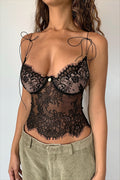 Sheer Lace V Neck Sexy Cami Top