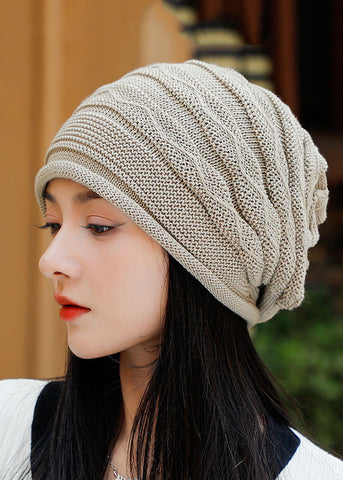 Elegante, kaffeebraune, übergroße, warme Bonnie-Strickmütze 