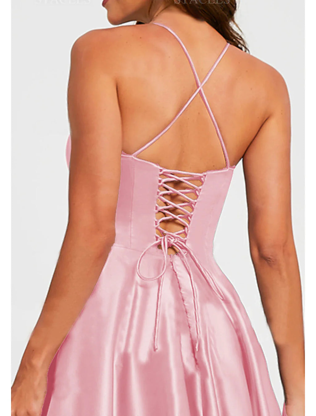 A-Linien-Abendkleid, minimalistisches Kleid, formelles Hochzeitsgastkleid, bodenlang, ärmellos, V-Ausschnitt, Brautjungfernkleid, Stretch-Satin, rückenfrei 