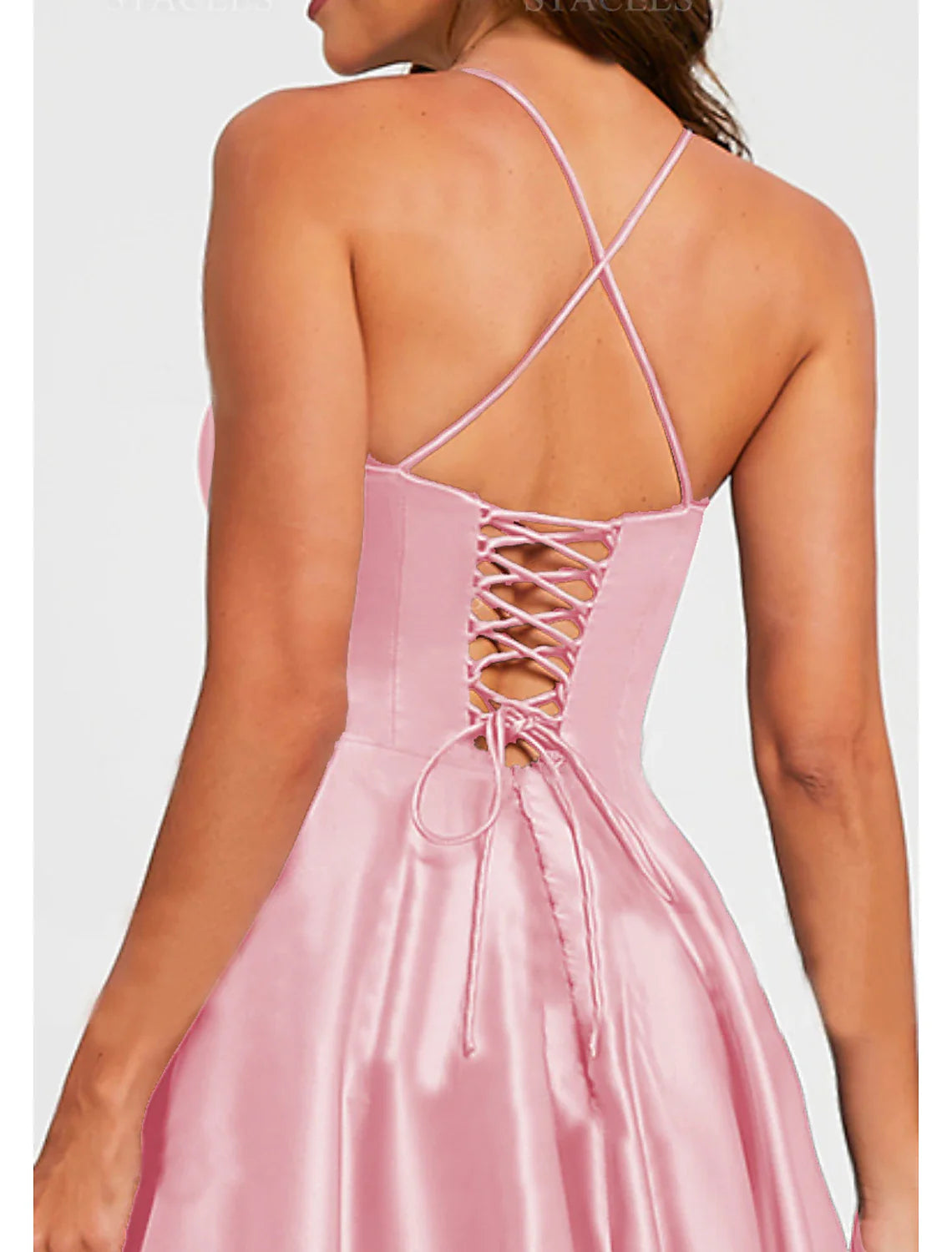 A-Linien-Abendkleid, minimalistisches Kleid, formelles Hochzeitsgastkleid, bodenlang, ärmellos, V-Ausschnitt, Brautjungfernkleid, Stretch-Satin, rückenfrei 