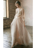 Zweiteiliges Ballkleid im Empire-Stil, formelles Abendkleid für Hochzeitsgäste, bodenlang, langärmelig, Stehkragen, Chiffon 