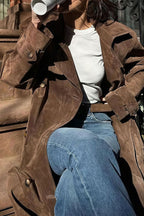 Double Breasted Tie Waist Long Elegant  Overcoat