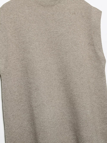 Women French Suit Sleeveless Round Neck Pullover Side Slit Sweater High Waist Casual Pants