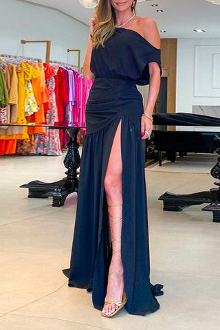 Meridress – Maxi-Partykleid mit kalter Schulter und hohem Schlitz