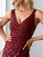 Sleeveless tulle and sequin trumpet mermaid dress
