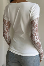 Lace Fake Two Piece Patchwork Blouse
