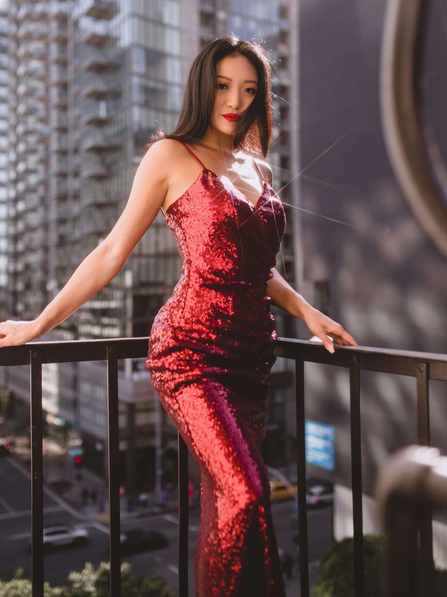 Dawn spaghetti strap sequin ball or bridesmaid dress
