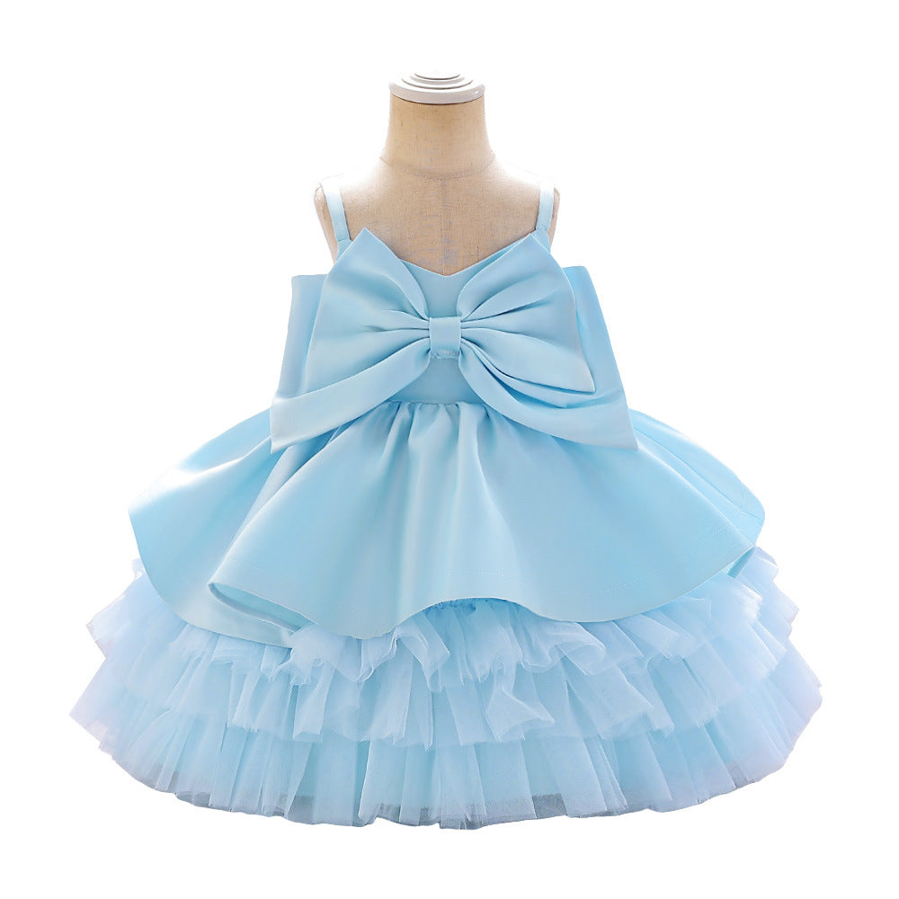 Elegante vestido de primera comunión para bebé, vestido de princesa para bautizo de niña pequeña. 