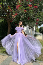 Tulle Evening Party Dresses A-Line Flowy Prom Dresses For Teens