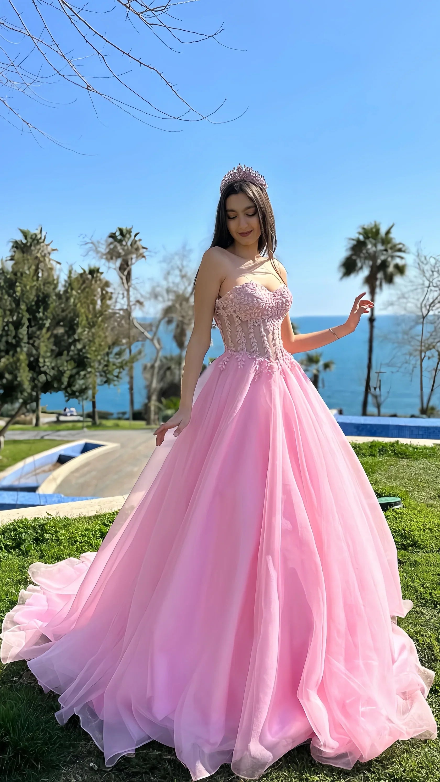 Vestidos de Noche de Fiesta de Apliques con Abertura en Línea A