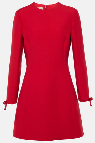 Bow Long Sleeve Pocket Mini Dress