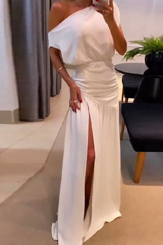 Meridress – Maxi-Partykleid mit kalter Schulter und hohem Schlitz