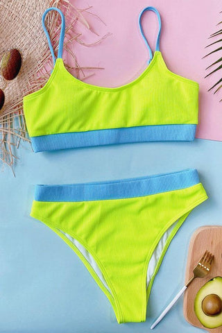Tankini morado con cuello en U bohemio de moda 